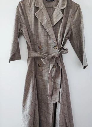 Vestito Tartan Marrone Maniche 3/4 Stile Trench, marke: Shein, zustand: Neu, größe: XS / 34 / 6, 4,00 €, 4,90 € inklusive Vinted-Käuferschutz