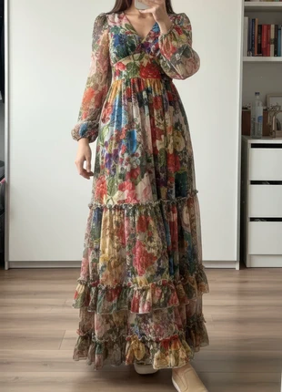 Robe longue à motifs florals multicolore style élégant vintage taille S, brand: flora atelier, condition: Very good, size: S / 36 / 8, €49.90, €53.10 includes Buyer Protection Pro