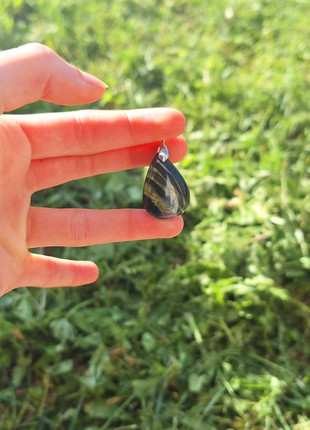 Pendentif obsidienne dentelle de minuit d'Arménie, marque: Pierre, état: Neuf sans étiquette, 19,00 €, 20,65 € Protection acheteurs incluse