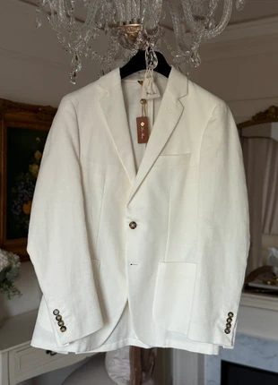 Loro Piana Blazer Hombre 48 IT Algodón-Lino Marfil – Lujo Atemporal Old Money, marca: Loro Piana, estado: Nuevo con etiquetas, tamaño: 48, 970,00 €, 1 019,20 € Protección al comprador incluida