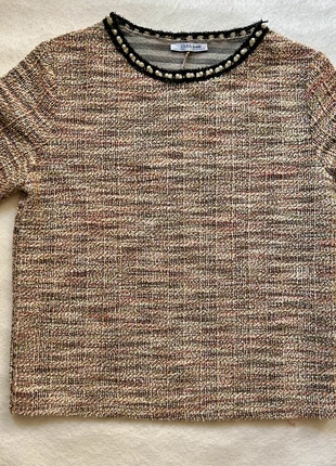 👕  Haut chic perles tissu texturé Zara Trafaluc multicolore M, merk: Zara Trafaluc, staat: Nieuw zonder prijskaartje, maat: M / 38 / 10, € 12,00, € 13,30 inclusief Kopersbescherming