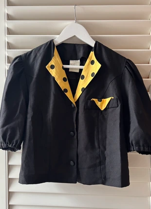 Vintage puff sleeve top with yellow black polka dot, brand: Vintage, condition: Very good, size: S / 8, £25.00, £26.95 includes Buyer Protection