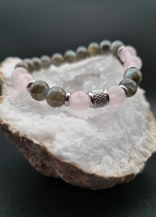 Bracelet pierres semi-précieuses Labradorite & Quartz rose, marca: lithotherapie, estado: Novo com etiquetas, €14.00, €15.40 inclui Proteção do Comprador