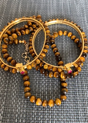 Tiger Eye & Ruby Bracelet & Necklace Set, condition: Very good, €30.00, €32.20 includes Buyer Protection