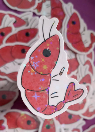 Shrimp sticker met regenboog glans, marque: Shrimply Artistic, état: Neuf avec étiquette, taille: S, 1,50 €, 2,28 € Protection acheteurs incluse