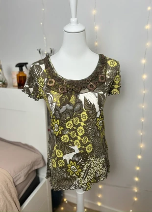 haut vert et marron vintage perlé à motifs fleuris taille L, marca: Vintage Dressing, estado: Bueno, tamaño: L / 40 / 12, 9,00 €, 10,15 € Protección al comprador incluida