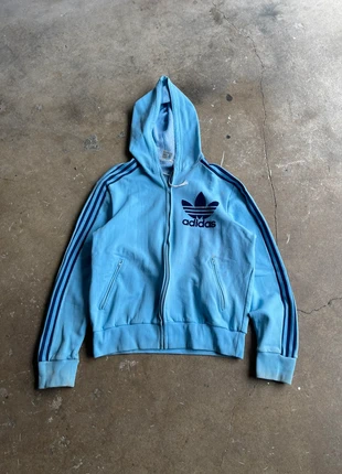 Sweat Gillet Adidas Ventex Made in France Bleu Clair Turquoise Vintage 80’s, marque: adidas, état: Bon état, taille: XS, 35,00 €, 37,45 € Protection acheteurs (Pro) incluse