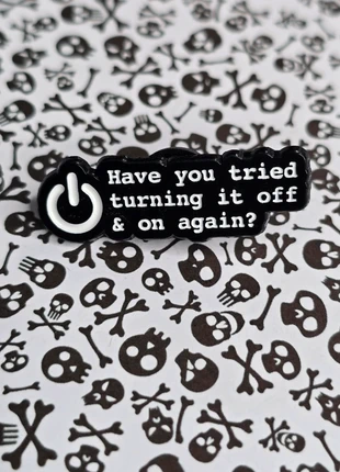 Turning off and on enamel pin badge - alternative IT funny - clothing accessories brooch, brand: Alternative, condition: New without tags, £2.00, £2.80 includes Buyer Protection