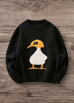 Knit Vintage Y2K Canard Cool Noir Jaune Taille XL - Américain Old School USA 90s Streetwear Over, merk: y2k, staat: Heel goed, maat: XL, € 58,95, € 62,60 inclusief Kopersbescherming Pro
