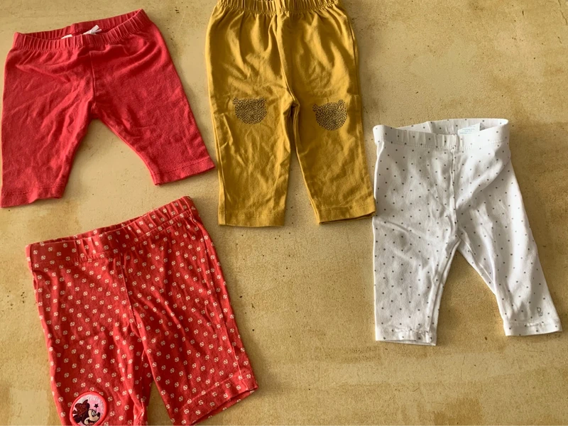Lot 4 leggings pantacourts short bébé fille 3 mois été
