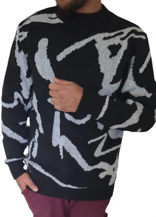 Pull Vintage noir motif gris Y2K Aesthetic, marca: Aesthetic, estado: Nuevo sin etiquetas, tamaño: M, 15,90 €, 17,40 € Protección al comprador incluida