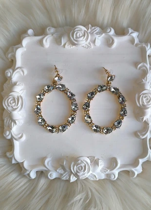 Boucles D'oreilles Pendantes Dorées Ovales / Pierres de Synthèses, zustand: Neu, mit Etikett, 5,00 €, 5,95 € beinhaltet Vinted-Käuferschutz Pro