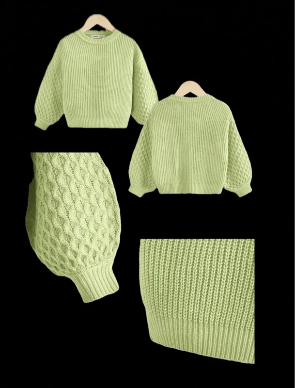 Pull fillette vert menthe - photo numéro 2