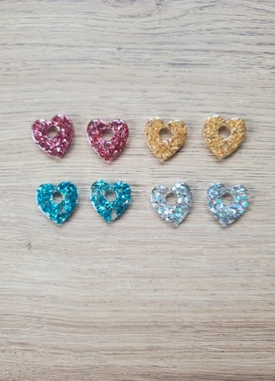 Pampilles créole coeurs dorés roses bleus argentés coeur résine, marca: pampilles, estado: Muy bueno, 3,00 €, 3,85 € Protección al comprador Pro incluida