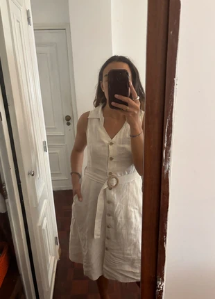 🌾 Mango 100% Cotton Belted Dress – Natural Elegance 🌾, merk: Mango, staat: Heel goed, maat: S / 36 / 8, € 10,00, € 11,20 inclusief Kopersbescherming