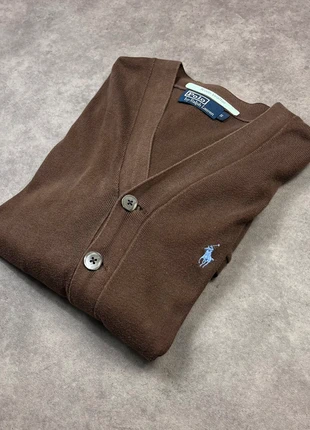 Cardigan Polo Ralph Lauren Marron Sweat OldMoney Vintage Logo Brodé Pima Coton - Taille S Unisexe, merk: Ralph Lauren, staat: Heel goed, maat: S, € 34,00, € 36,40 inclusief Kopersbescherming