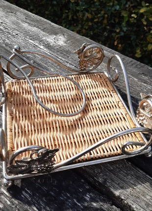 Porte serviettes métal argenté et rotin, zustand: Sehr gut, 11,00 €, 12,25 € beinhaltet Vinted-Käuferschutz Pro