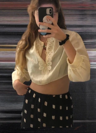 Haut Renaissance Jaune Court Upcycling Vintage, brand: COQUETTE, condition: Very good, size: XS / 34 / 6, €9.00, €10.15 includes Buyer Protection