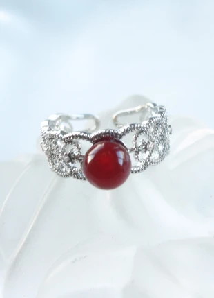 bague pierre rouge, cornaline rouge, bague fantaisie, platine, strass, cadeau, fille,, marca: Fantaisie, estado: Novo com etiquetas, tamanho: Ajustável, €14.00, €15.40 inclui Proteção do Comprador