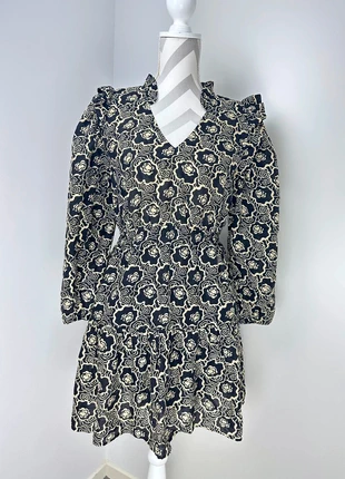 Robe mini Ba&Sh Grazie fluide, col V, manches 3/4, imprimé floral chic - taille 1 | S, marque: Ba&sh, état: Très bon état, taille: S / 36 / 8, 50,00 €, 53,20 € Protection acheteurs incluse