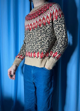 pull noel léopard motifs géométriques beige noir rouge ski tricot montagne - L, marke: Vintage Dressing, zustand: Sehr gut, größe: L / 40 / 12, 25,00 €, 26,95 € beinhaltet Vinted-Käuferschutz Pro