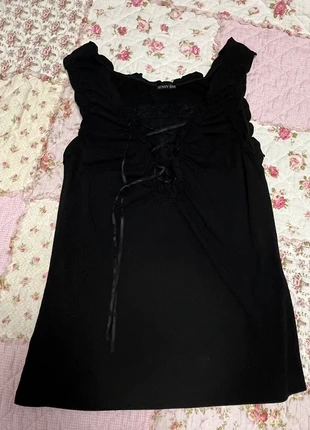 black lace up corset style gothic tank top, marke: Cute, zustand: Sehr gut, größe: M / 38 / 10, 8,00 €, 9,10 € inklusive Vinted-Käuferschutz