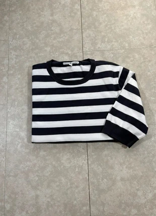 pull col rond Tommy Hilfiger rayé bleu/blanc à manches courtes logo brodé femme XL, merk: Tommy Hilfiger, staat: Heel goed, maat: XL / 42 / 14, € 18,00, € 19,60 inclusief Kopersbescherming Pro