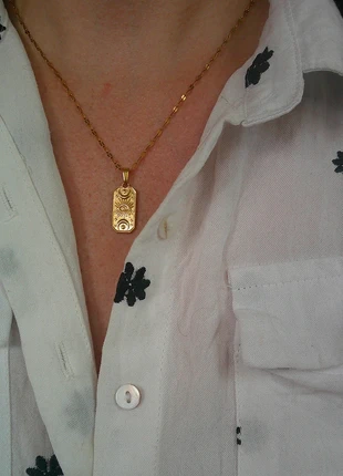 Collier médaillon triple lune pentacle oeil Nazar 🌟 talisman acier inoxydable doré, zustand: Sehr gut, 8,00 €, 9,10 € beinhaltet Vinted-Käuferschutz Pro