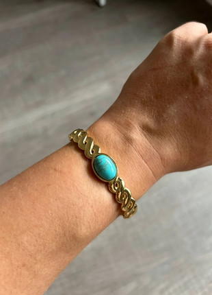 Joli bracelet doré et turquoise, marke: Emma & Chloé, zustand: Sehr gut, 9,00 €, 10,15 € inklusive Vinted-Käuferschutz
