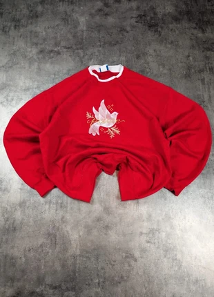 Pull crowneck PFI rouge broderie d'oiseau rare made in USA oversized - size XL, brand: Vintage Dressing, condition: Very good, size: XL, €29.90, €32.10 includes Buyer Protection