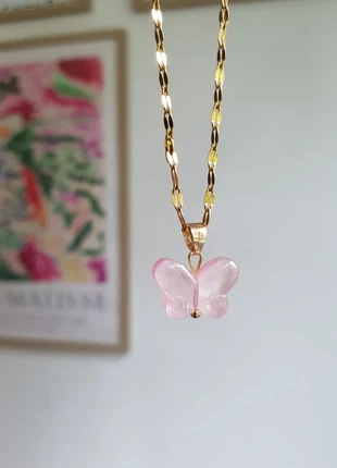 🌟 papillon rose 🌟 verre de c ristal 🌟 acier inoxydable, brand: Tendance, condition: Very good, €6.00, €7.00 includes Buyer Protection Pro