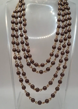 Vintage ketting met bruine parelkralen – 86 cm – 135, marca: Vintage Dressing, estado: Novo com etiquetas, €7.95, €9.05 inclui Proteção do Comprador