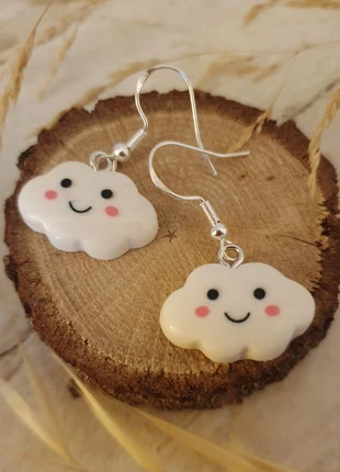 Boucles d'oreilles petits nuages, crochets en argent, estado: Nuevo sin etiquetas, 5,00 €, 5,95 € Protección al comprador Pro incluida