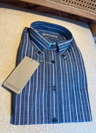 Chemise Bleu Rayée Col Américain, marque: Coton, état: Neuf avec étiquette, taille: XL, 20,00 €, 21,70 € Protection acheteurs incluse