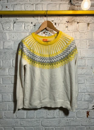 Pull Tricot Écru Motif Fair Isle Jaune Vif et Gris Col Rond - Joe - XL, marque: Joe, état: Satisfaisant, taille: XL / 42 / 14, 5,00 €, 5,95 € Protection acheteurs incluse