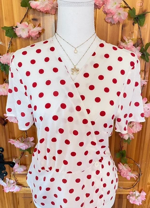 Polka Dot Wrap Blouse | Short Sleeve Vintage Style Top., brand: Cute, condition: Very good, size: M / 38 / 10, €13.00, €14.35 includes Buyer Protection