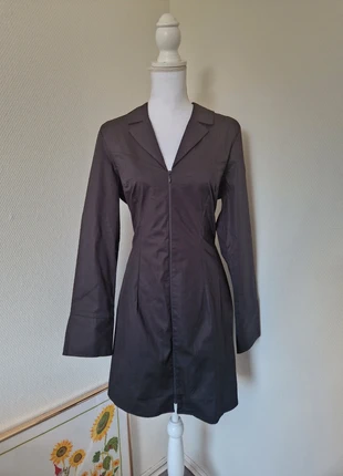 Black mini blazer dress | H&M Popline Cotton Minimalist Chic, marque: H&M, état: Neuf avec étiquette, taille: L / 40 / 12, 15,00 €, 16,45 € Protection acheteurs (Pro) incluse