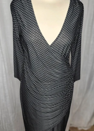 Robe noire à pois fluide manche 3/4 style rétro, marke: Women Only, zustand: Sehr gut, größe: L / 40 / 12, 5,00 €, 5,95 € inklusive Vinted-Käuferschutz