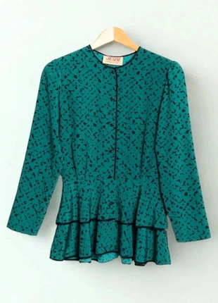 Green blouse peplum vintage JV Styl Size S, marque: JV styl, état: Très bon état, taille: S / 36 / 8, 30,00 €, 32,20 € Protection acheteurs incluse