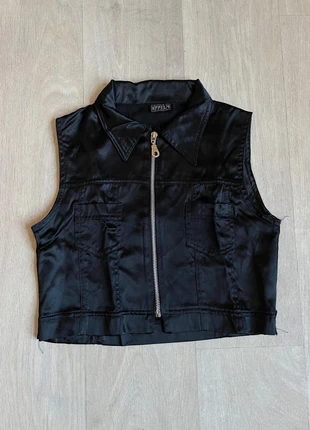 Black y2k biker crop top, merk: Appel's, staat: Heel goed, maat: S / 36 / 8, € 5,00, € 5,95 inclusief Kopersbescherming