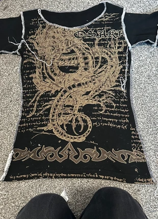 Black & brown dragon tailored  baby tee dark gothic punk metal alternative, brand: Alternative, condition: Very good, size: S / 8, £25.00, £26.95 includes Buyer Protection
