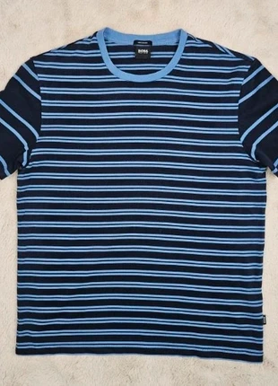 T-shirt Hugo Boss BOSS mercerisé rayé bleu marine et bleu ciel homme taille S coton premium, marca: Hugo Boss, estado: Muy bueno, tamaño: S, 23,00 €, 24,85 € Protección al comprador incluida