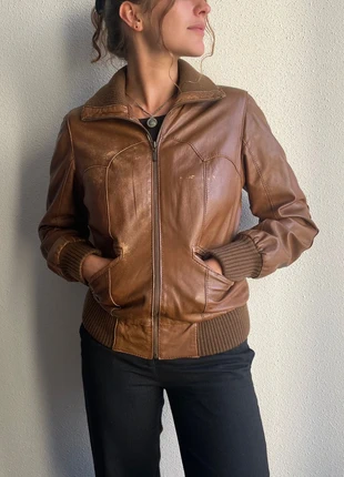 Braune Lederjacke, Damen Gr. 36, vintage y2k 2000s, brand: Vintage Dressing, condition: Very good, size: S / 36 / 8, €50.00, €53.20 includes Buyer Protection