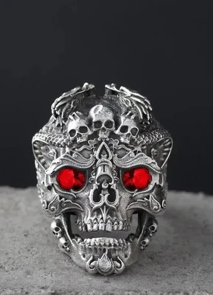 Bague Crâne Œil Rouge 2 cm – style Goth Biker Rock Acier inoxydable argenté Ajustable, brand: bague, condition: New with tags, size: Adjustable, €8.97, €10.12 includes Buyer Protection Pro