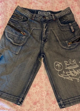 Jort Baggy Crema Bleu Délavé Hip Hop Graffiti Short, brand: crema, condition: New without tags, size: L, €40.00, €42.70 includes Buyer Protection