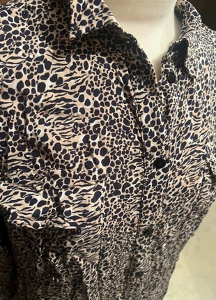 Lange jurk lange mouwen panterprint, merk: Twoday, staat: Heel goed, maat: XXXL / 46 / 18, € 9,00, € 10,15 inclusief Kopersbescherming