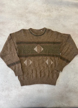 Pull vintage marron – Motifs géométriques – Style 80/90s – Taille L, brand: Vintage Dressing, condition: Very good, size: L, €15.00, €16.45 includes Buyer Protection