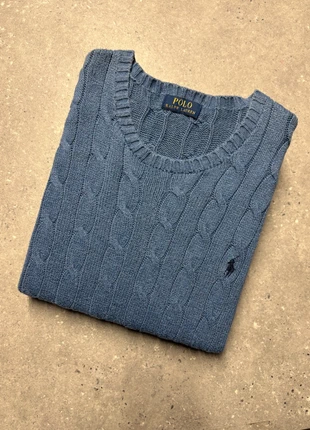 Torsadé Ralph Lauren bleu pull col rond brodé sweat coton cable knit PR4-15, brand: Ralph Lauren, condition: Very good, size: XXL, €49.90, €53.10 includes Buyer Protection Pro