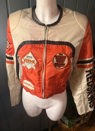 Women’s Motorcycle Jacket by Redskins – Orange & Cream Leather Details, Size L, marque: Redskins, état: Neuf sans étiquette, taille: L / 40 / 12, 34,95 €, 37,40 € Protection acheteurs incluse