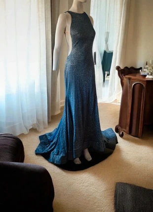 Uk 8 blue silver ombre glitter halter evening gown open back fishtail maxi dress formal, brand: Angel Forever, condition: Very good, size: S / UK 8-10, £62.00, £65.80 includes Buyer Protection